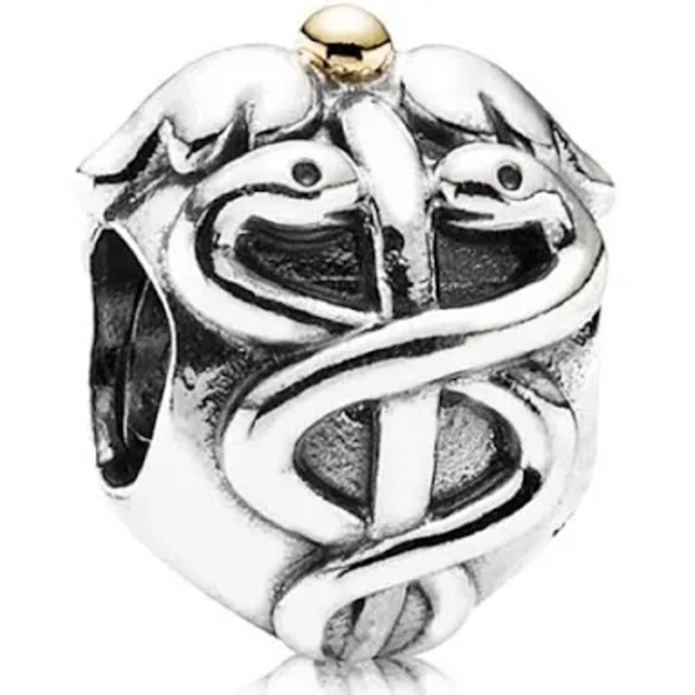 Pandora Silver and Gold Caduceus Charm